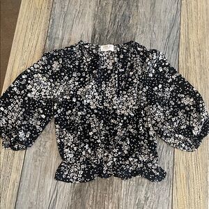 Sienna Sky Black & White Floral Peplum Blouse